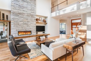 Gas log fireplace installation